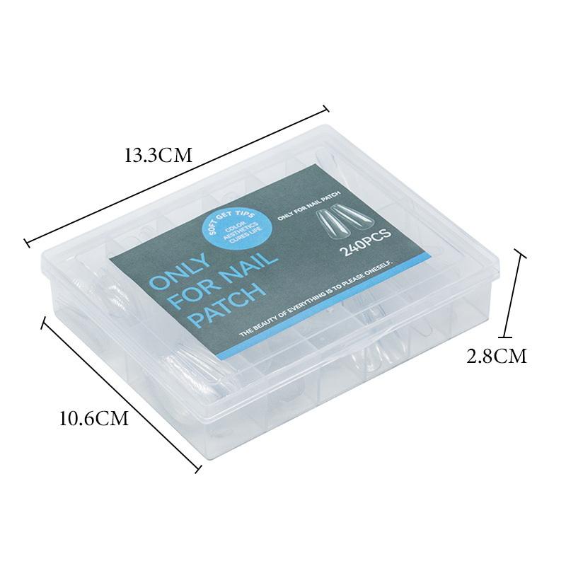 240Pcs False Nail Tips Soft Gel Fingertip Semi-Matte Capsules Almond Teardrop T-Shape Full Cover Artificial Fake Nails Extension