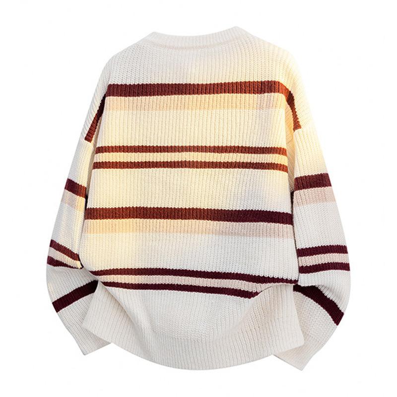 Pullovers Long Sleeves Sweaters Unisex Men's Jumper Couple Paragraph Winter Men's Korean Wear Knitted Cardigan Men's Stripes Round Neck Men's Tops