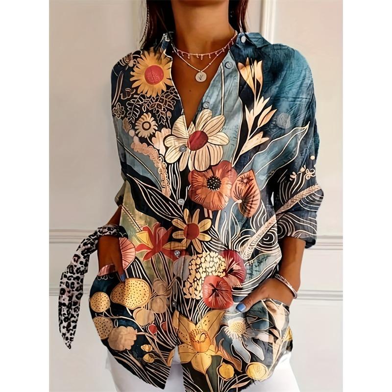 Women's Floral Printed Long Sleeve Shirt Summer Fashion Button Casual Women's High-quality Fabrics For Daily Wear