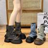 Niche design pants boots women's Korean version doll head muffin bottom cowboy boots fashion versatile medium boots cigarette boots