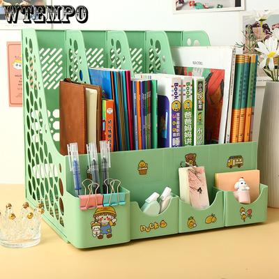 Archivador de escritorio con columna oblicua, caja de almacenamiento con inserción, portadocumentos, portabolígrafos, caja de almacenamiento de plástico, organizador, decoración de escritorio, oficina