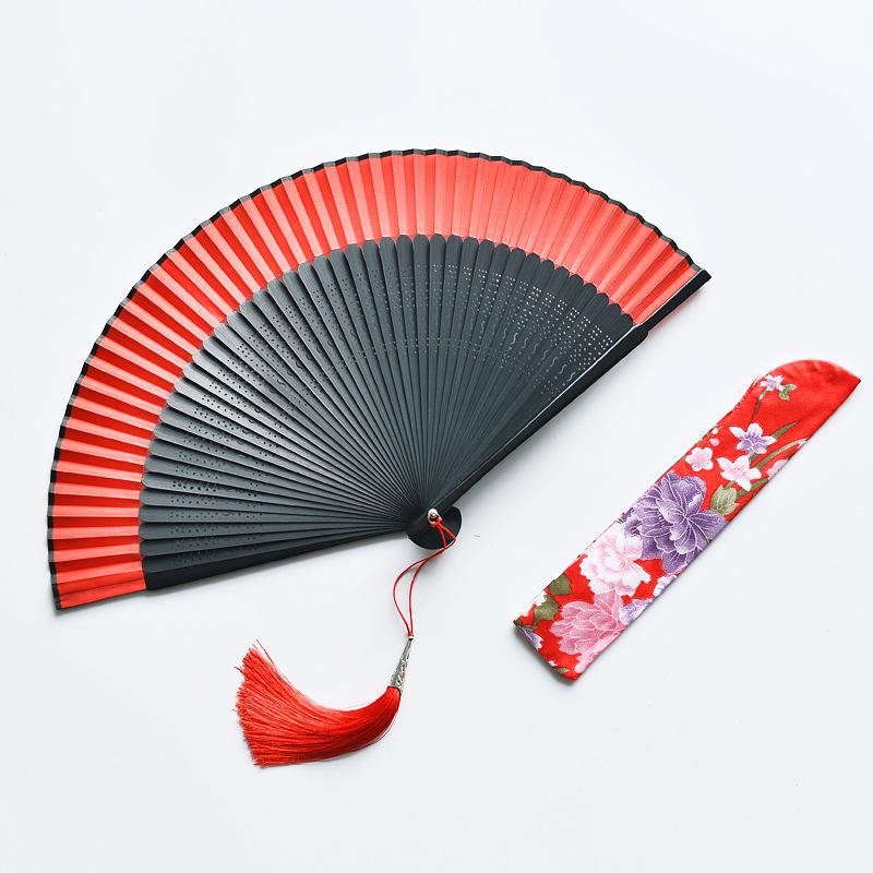 Red Dancing Fan: Classical Chinese Style Folding Fan, Easy-Open Hanfu Accessory