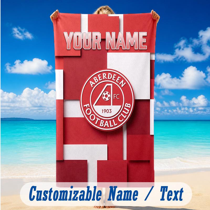 Beach Towel Custom Name Text, Quick Dry Large Towel For Beach HomeAberdeen FC