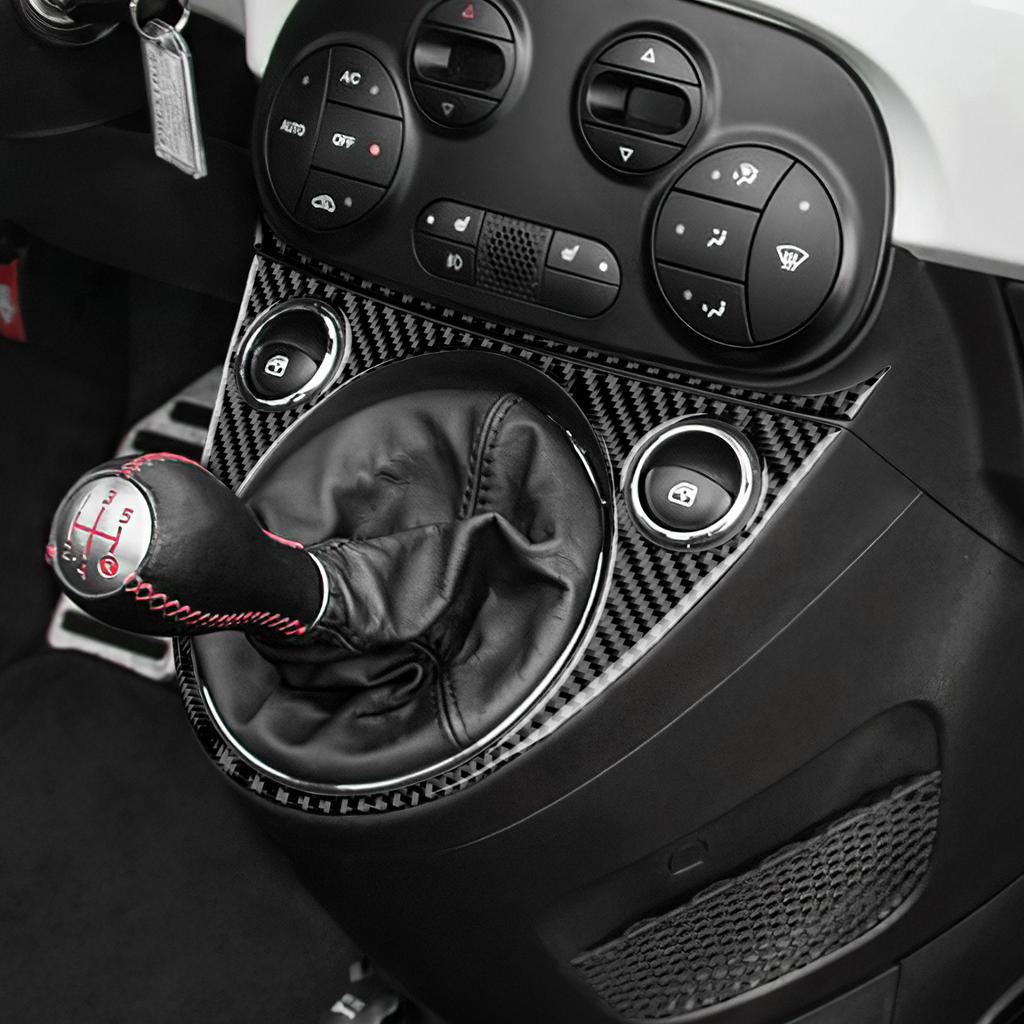 Soft Carbon Fiber For Fiat 500 2011-2023 500E 2012-2019 For Abarth 595/695/500C 2016-2024 LHD RHD Car Gear Shift Panel Trim