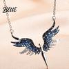 Fine Workmanship Necklace Women Rhinestones Angle Wing Shape Pendant Choker
