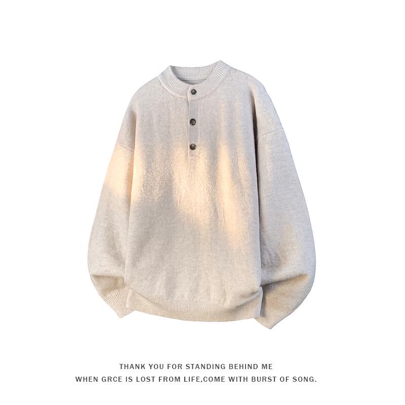 Wassup Sohot Old Money Style Men's Henley Collar Pullover Sweater