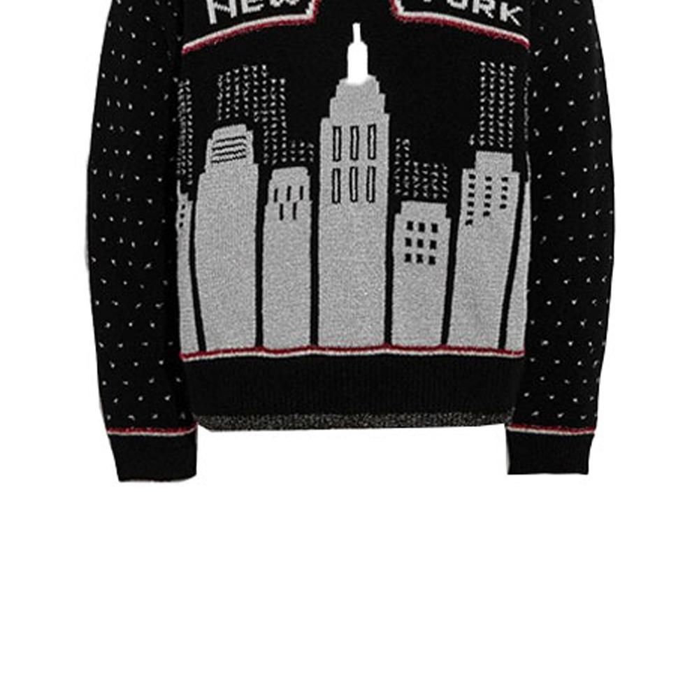 Coach FW21 Holiday Urban Landscape Embroidered Wool Sweater Women Sweater Black C2193-BLK