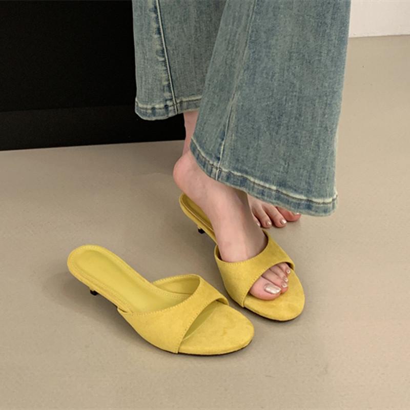 Fashion Bailamos 2025 Summer New Women Slipper Fashion Low Heel Ladies Elegant Slides Open Toe Outdoor Dress Sandal Shoes Mujer