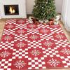 Christmas Area Rug Red Snowflake Holiday Decorative Living Room Bedroom Doormat Non Slip Carpet for Kitchen Entryway Home Decor