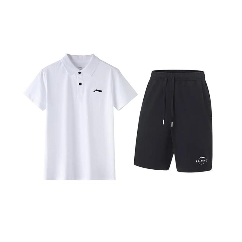 

Простой костюм с принтом логотипа Li Ning, приятный к коже, удобный, универсальный, дышащий, повседневный, спортивный костюм, унисекс APLV723-2+AKST543-3 3XL