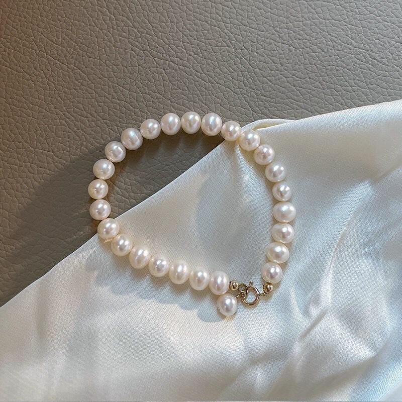 Daily commuting natural freshwater pearl bracelet niche light luxury new 11k gold injection removable Fu brand bracelet