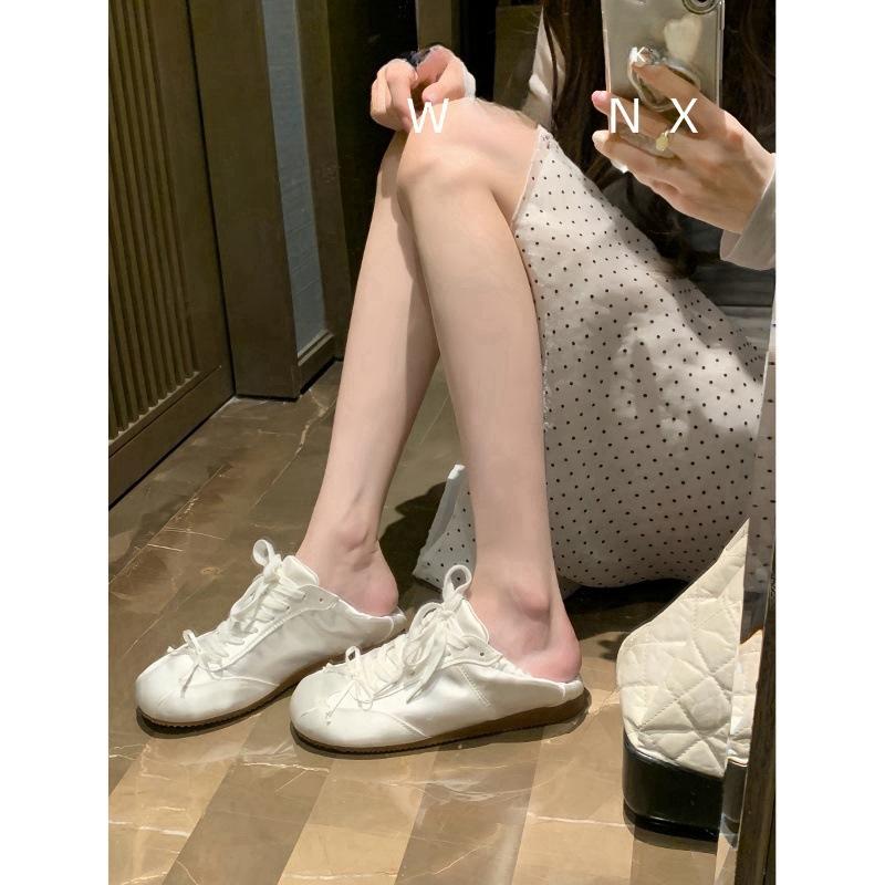 Wishing Girl Bow Ballet Training Shoes Women's 2025 Summer New Sports and Leisure Shoes Retro Silk White Shoes