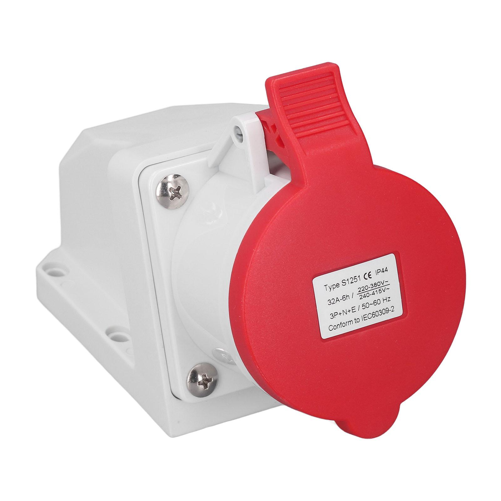 

Промислова розетка 32А 3P+N+E IP44 Водонепроникна Пилозахищена Накладна Силова Розетка