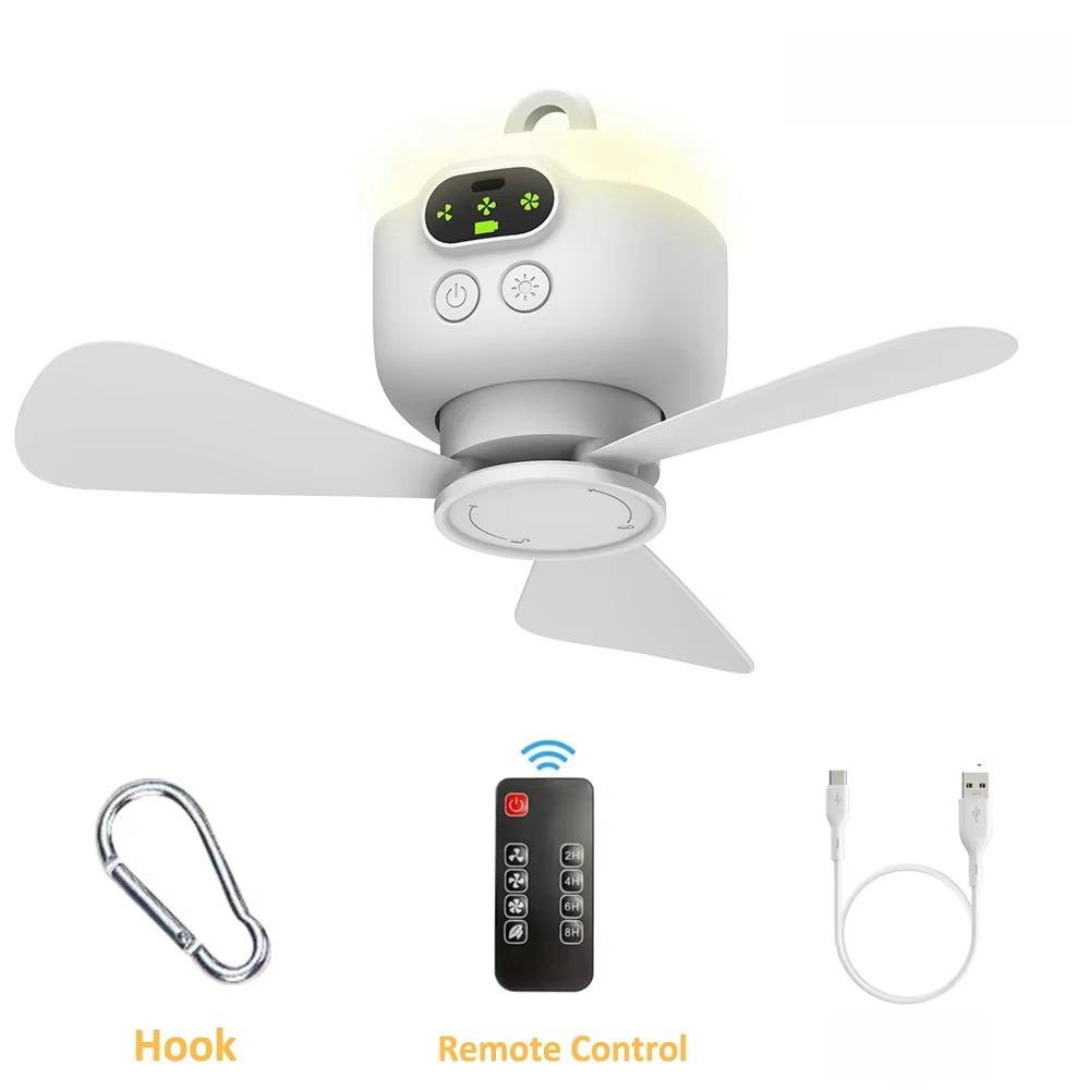 2024 Nový USB dobíjecí stropní ventilátor Velký vítr Odnímatelné lopatky Noční lampa Osvětlení Kapacita 8000 mAh Domácí Venkovní ventilátor