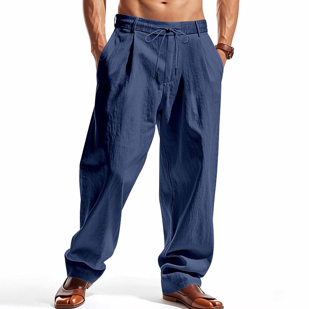 Men's Loose Linen Casual Minimalist Trendy Wide Leg Beach Sports Pants
