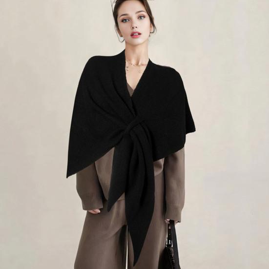 Women Shawl Wraps Solid Color Winter Neck Warm Knitted Cardigan Cape Imitation Wool Cashmere Shoulder Poncho Coat Shawl Scarf