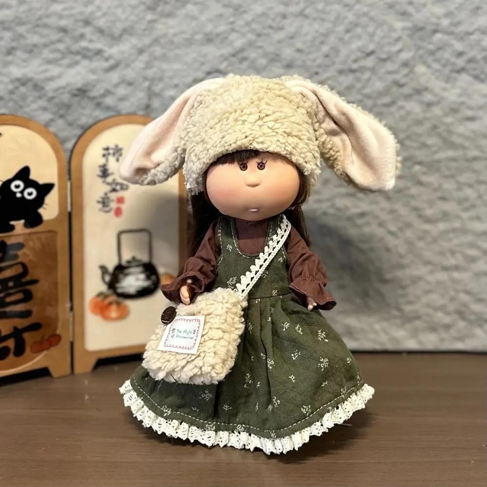 Fashion Curly Hair 24Cm Bean Eye Vinyl Doll Dark Skin Dress Up Mia Potato Dolls 24Cm Movable Action Figure Body Diy Toys