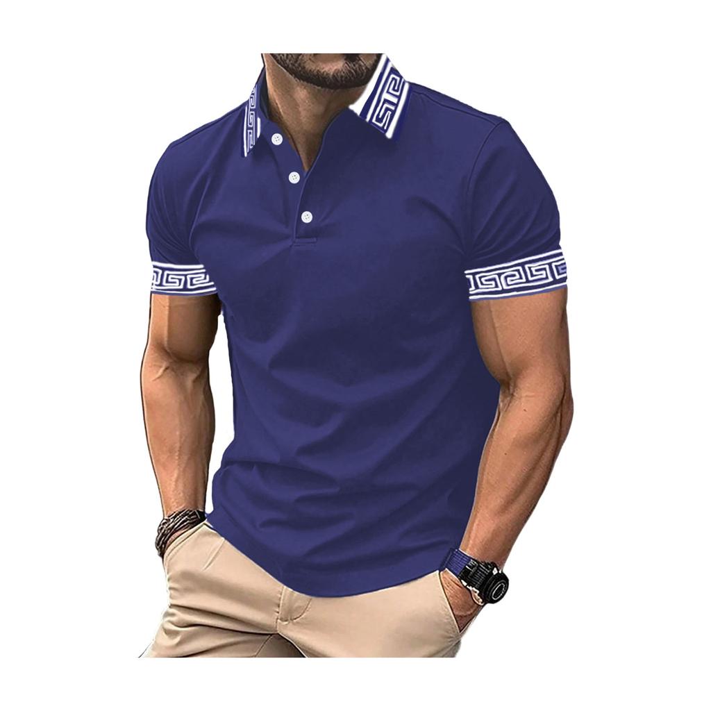 Men’s Short Sleeve Polo Shirt Classic Fit Soft Cotton Knit Top with Trim and Button Placket for Casual Wear