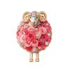 1Pcs Lovely Flower Sheep Brooches For Women Unisex 6-Color Rhinestone Year Of The Sheep Animal Party Office Brooch Pin Gift