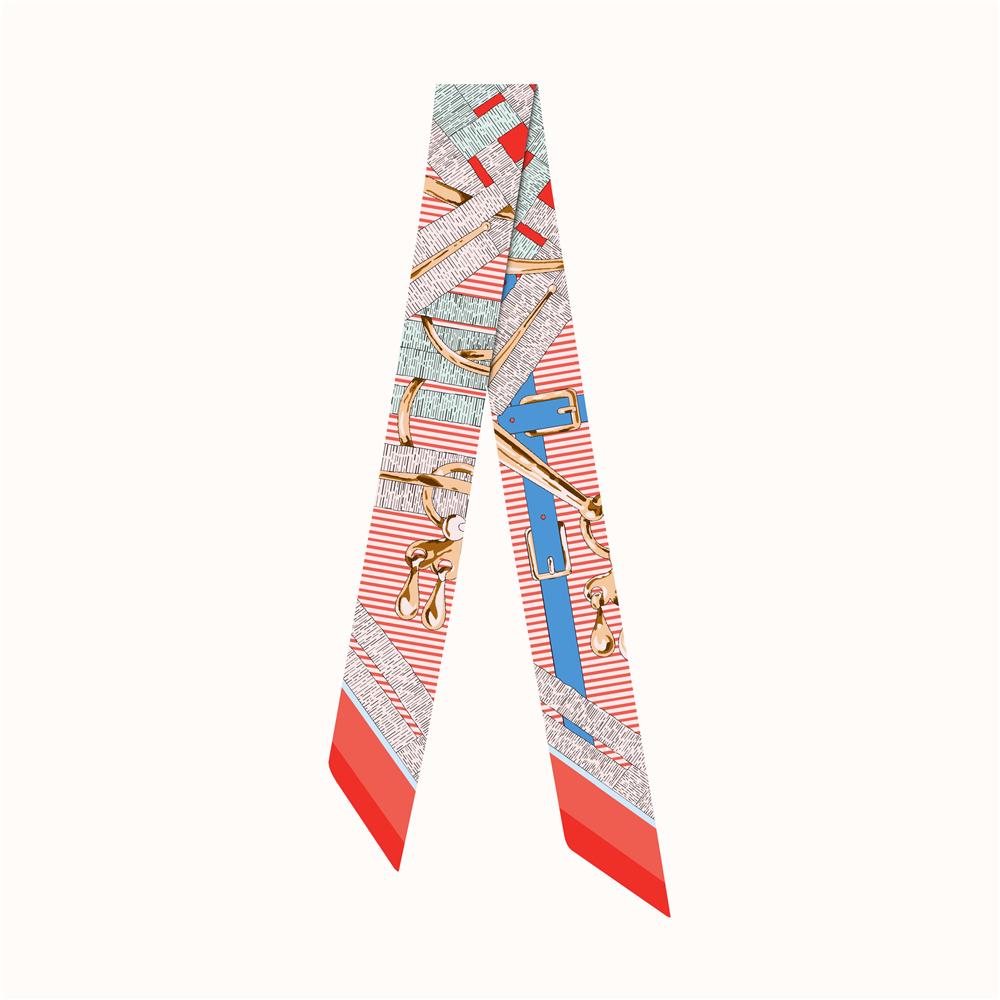 Korean Versatile Four seasons seasons Belt Chain Women's twill Decorative Small Silk Scarf Hair Band Binding Bag Handle Ribbon