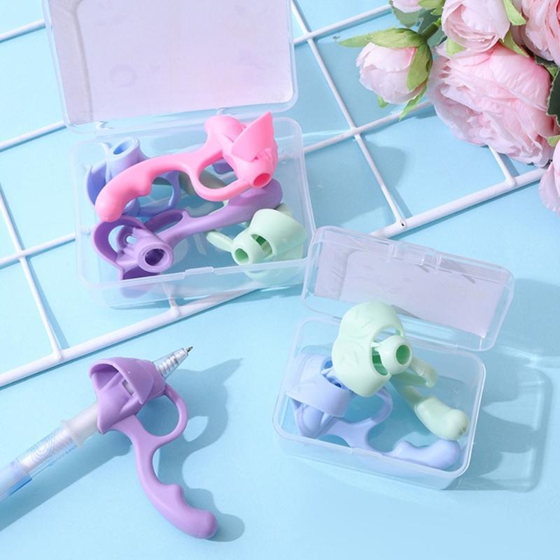Apoio Ergonômico de Silicone para Lápis de Cinco Dedos, Pegadores de Caneta para Caligrafia para Crianças Destras e Canhotas