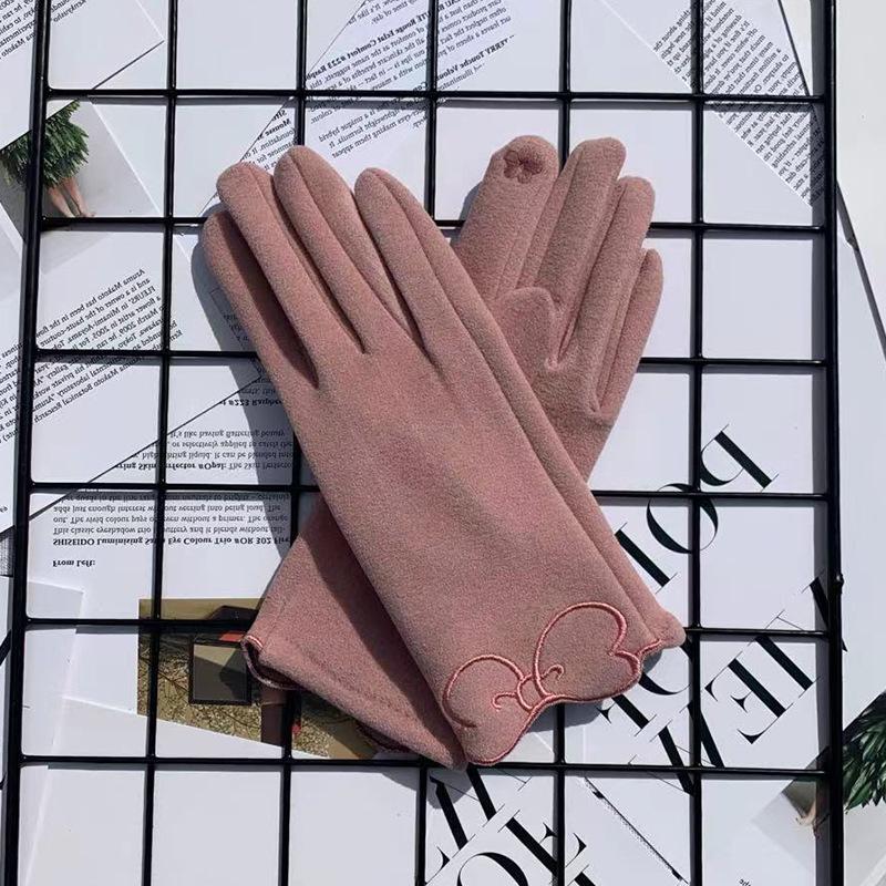 Handschuhe Deutsch Samt Thermisch Stickerei Schmetterling Handschuhe Samt Verdickt Outdoor Reiten Touchscreen Handschuhe Damen