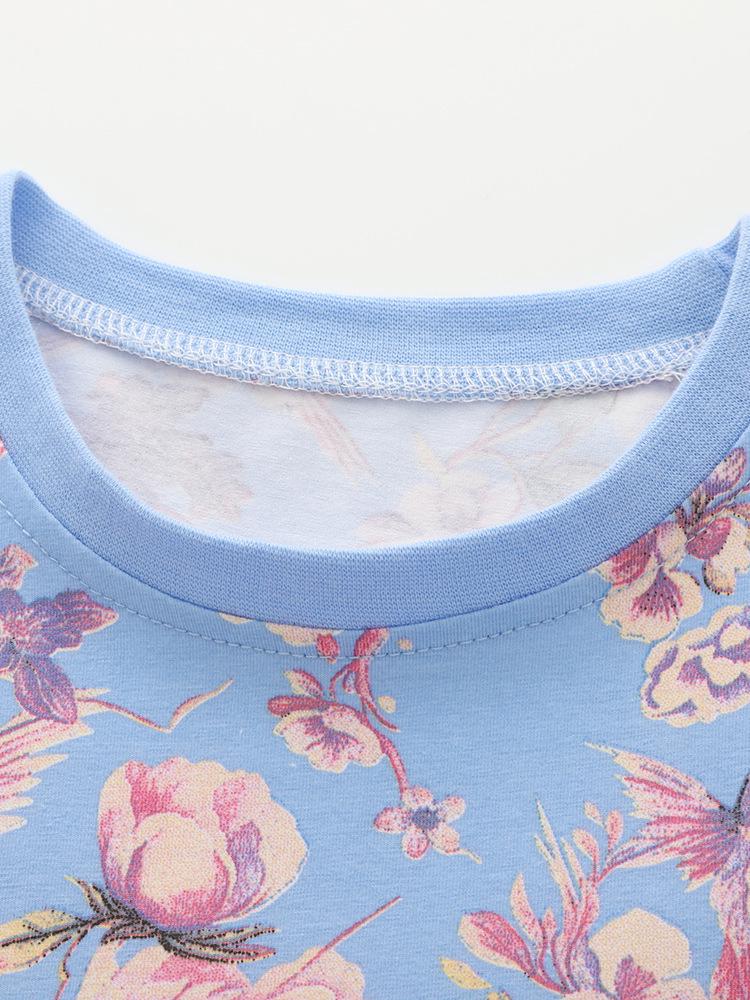 Malwee Girls' Stylish Summer Dress - Round Neck, Printed, Short Sleeve, Trendy Princess Design for Children
