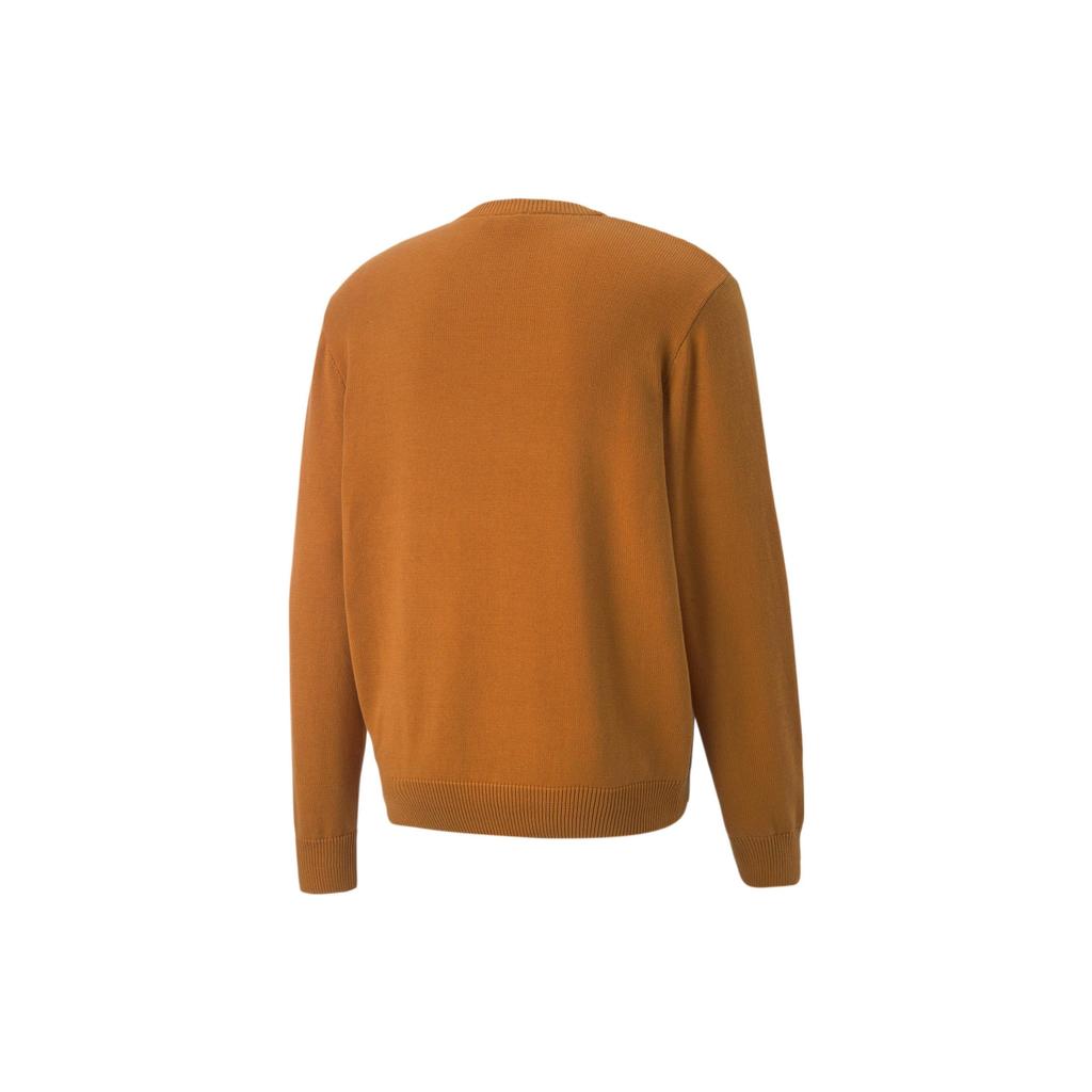 Puma Color Block Pattern Pullover Crew Neck Sweater Men Tops Caramel 535804-66