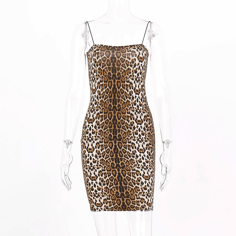 Spring Women's Leopard Print Camisole Short Dress for Women Dresses