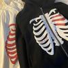 Y2K Gothic Women Oversized Hoodie Skull Print Street Fashion Loose Zipper Sweatshirt Hip Hop Harajuku Trend