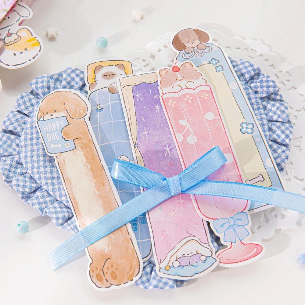 30pcs/Set Cute Paper Small Animal Bookmark Kawaii Kitty Puppy Shape Pagination Mark Reading Book Clip Student Gift