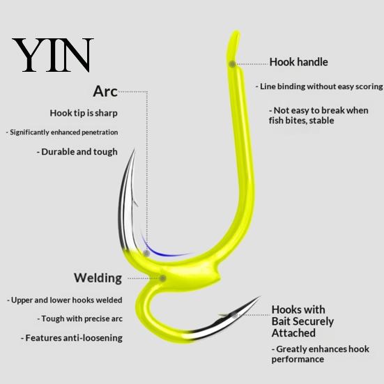 Metal Fishing Hook 10Pcs Classic Double Hooks, High Carbon Steel Hooks with Freshwater Barbs, Sharp Open Shank Anti-Escape for Saltwater Anti-rust