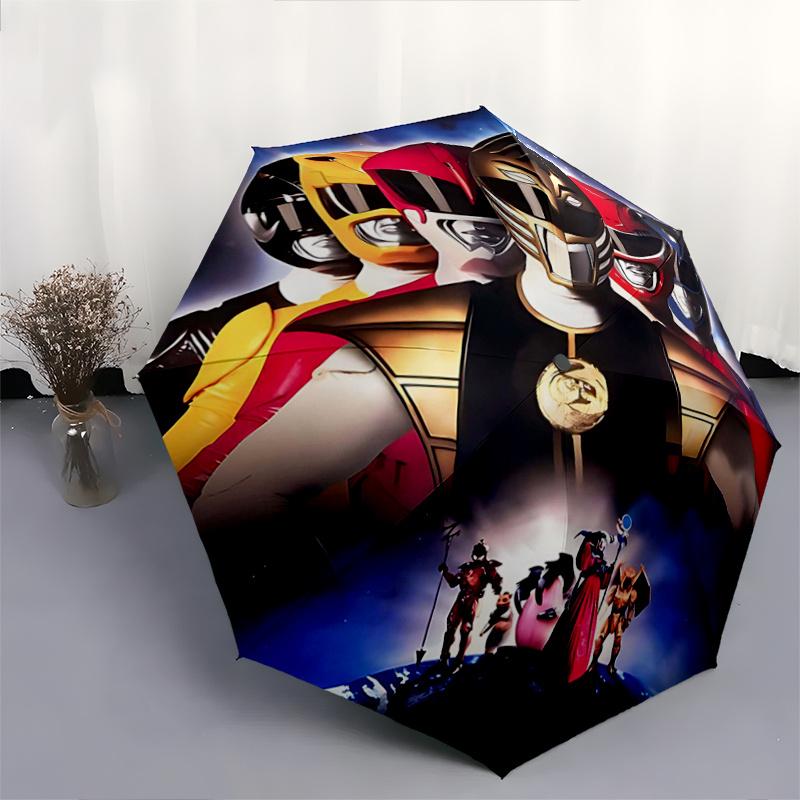 1pc Mighty Morphin Power Rangers Durable Cartoon Folding Umbrella, Portable Compact Umbrella for Men and Women G063