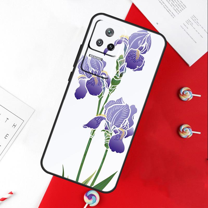 Iris Purple Flower Watercolor Cover For Xiaomi 14 Ultra 15 13 11T 12T 13T 14T Pro POCO X7 Pro X3 X5 X6 M6 F5 F6 Pro Case