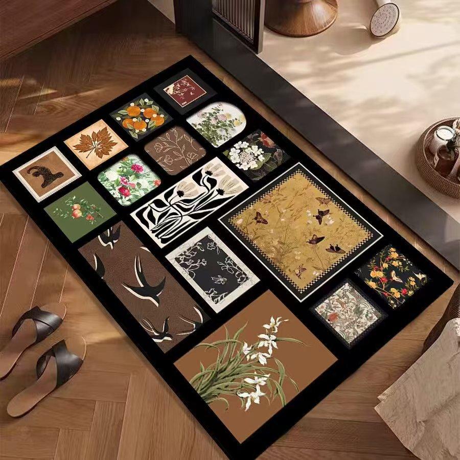 Vintage Patchwork Carpet Mat Rug Botanical Animal Pattern Design Home Decoration Floor Mat Floor Mat Welcome Mat Home Mat