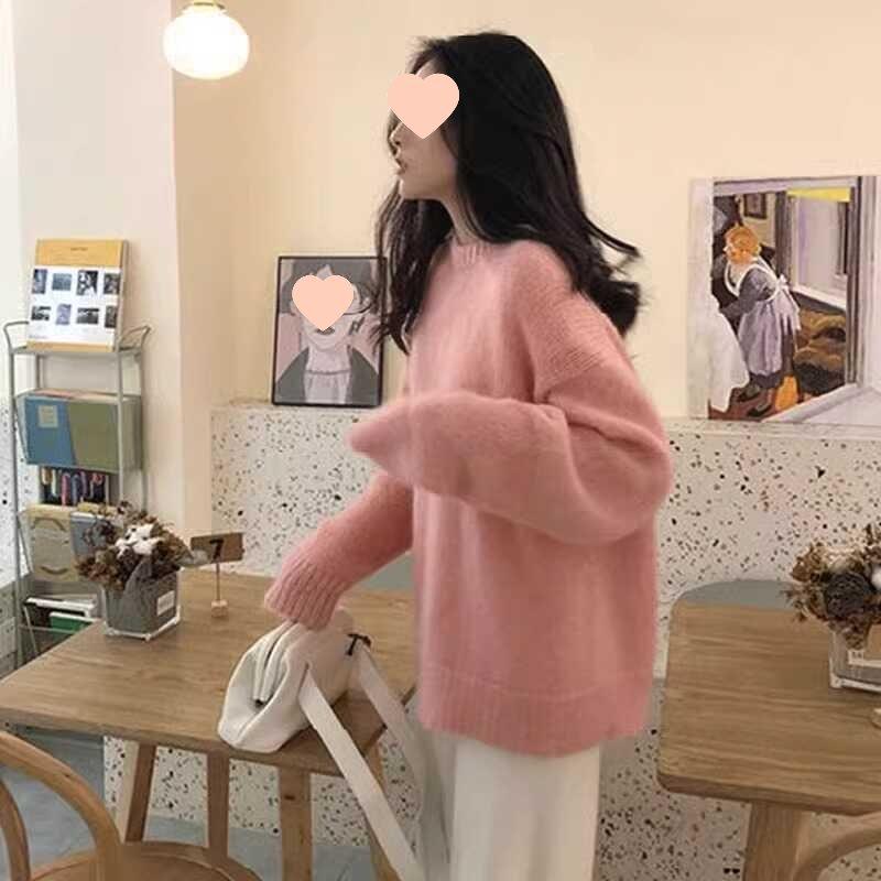 Dámský mohérový svetr - Měkký, volný, střih pro drobnou postavu, silný úplet na podzim/zimu 2025