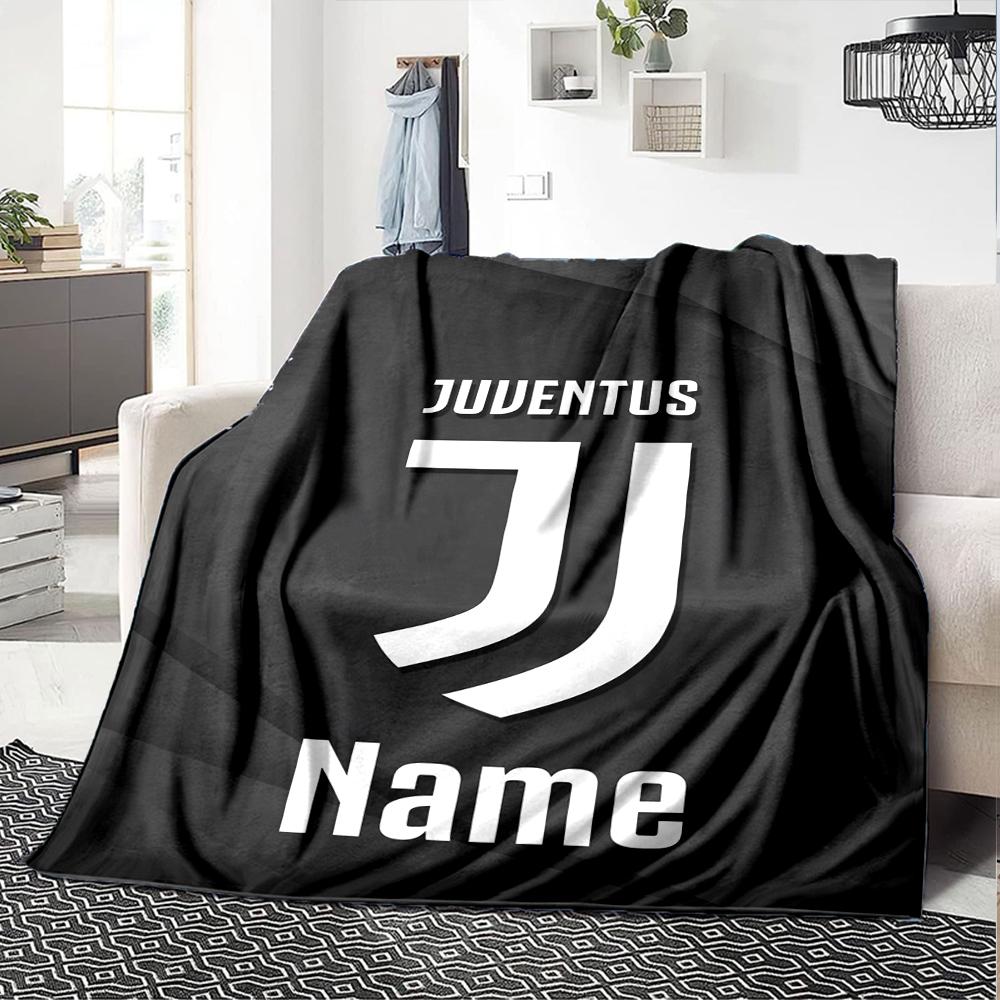 Custom Name Juventus Football Club Theme Printed Blanket Perfect For Couch Bed Travel Outdoor Use Machine Washable Cozy Durable