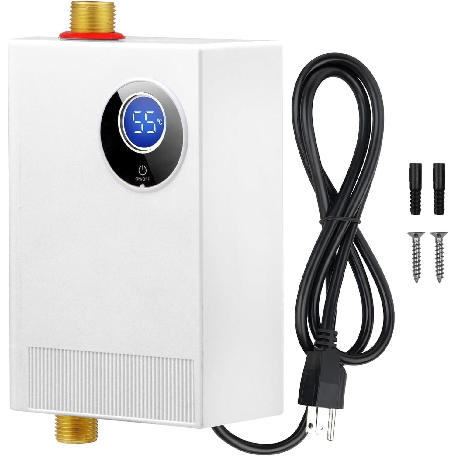 

Tankless Water Heater Electric 110V, 3000W Under Sink Instant On Demand Hot Water Heater, Portable Mini Water Heaters with Digital Display for Kitchen EU Plug