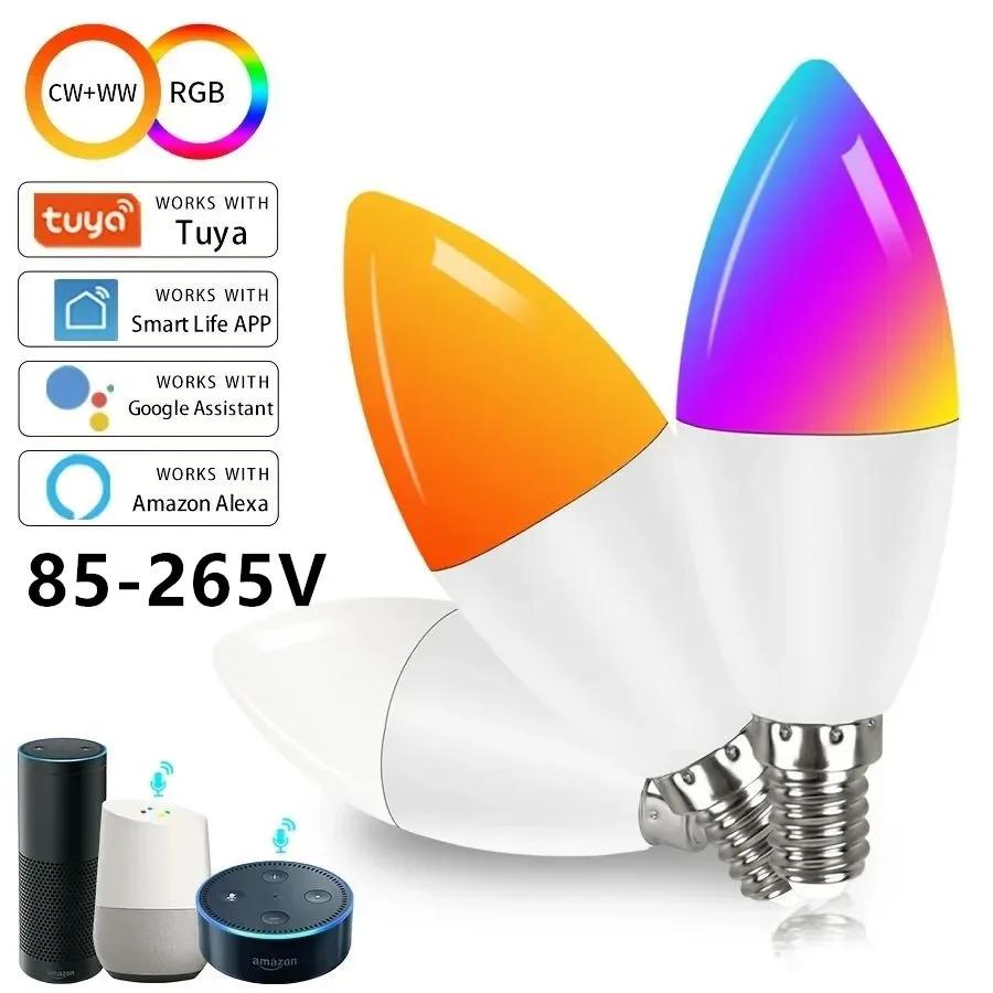 

Tuya GU10 прожектор Wifi светодиодная лампа RGB E27 Bluetooth E14 свеча с регулировкой яркости 110 В 220 В Alexa лампа Alice голосовое управление домашний декор комнаты