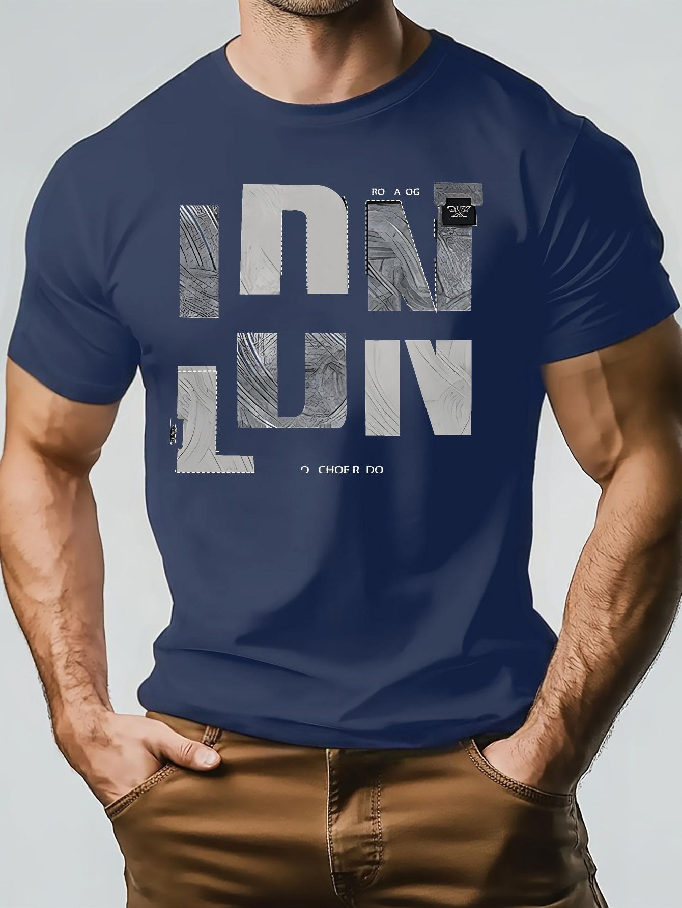 Navy Blue Graphic T-shirt - Soft Cotton Blend Crew Neck Tee with Stretch Fabric for Gym XXXXL