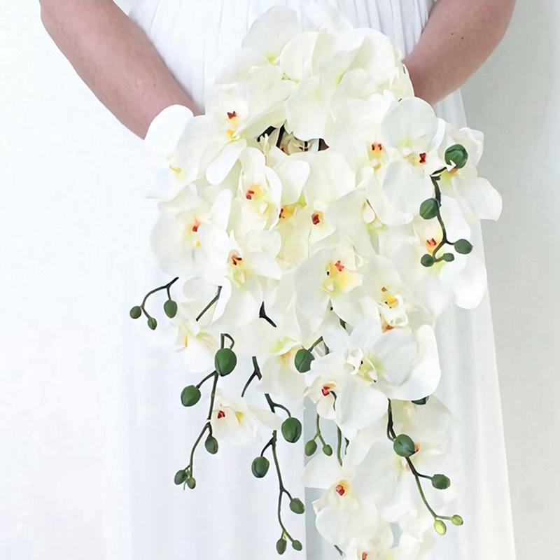 9 Heads 98cm Artificial Butterfly Orchid Flowers Fake Moth Orchids Flowers for Wedding Christmas Festival Home Decor