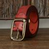 3.8CM Pure Cowhide Genuine Leather for Men's High Quality Jeans Copper Brass Buckle Belts Cowboy Waistband Male Fashion Designer