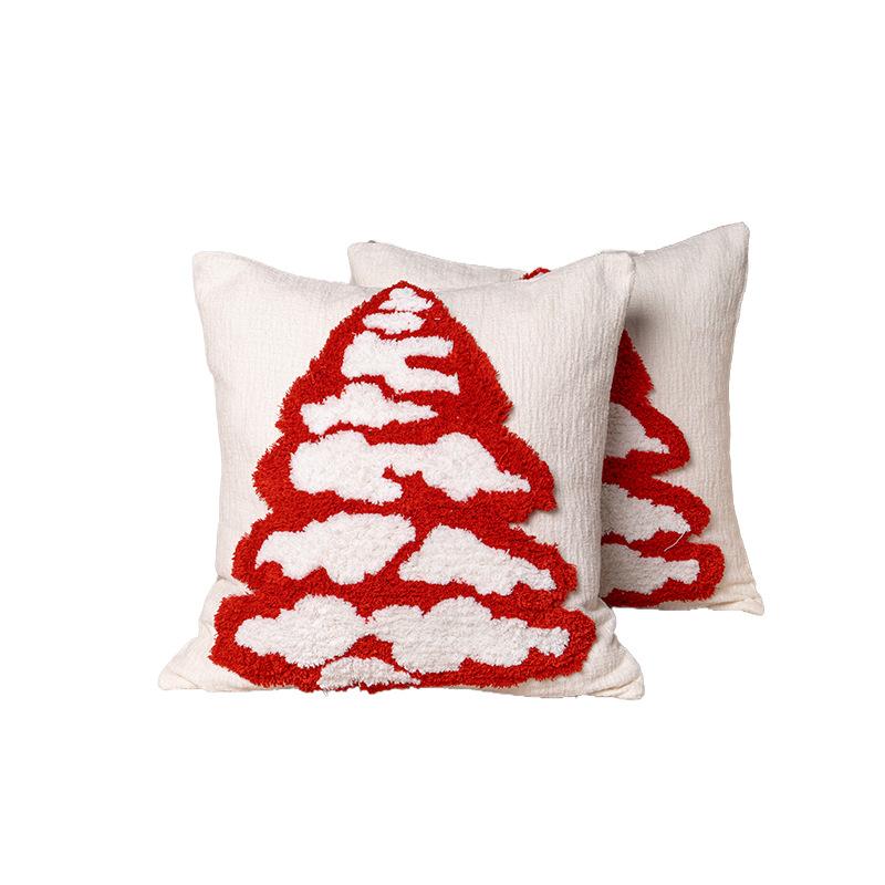 45X45CM Christmas Embroidery Throw Pillow Cover Christmas Tree Pattern Waist Cushion Cover Decor Home Decorative Pillowcase