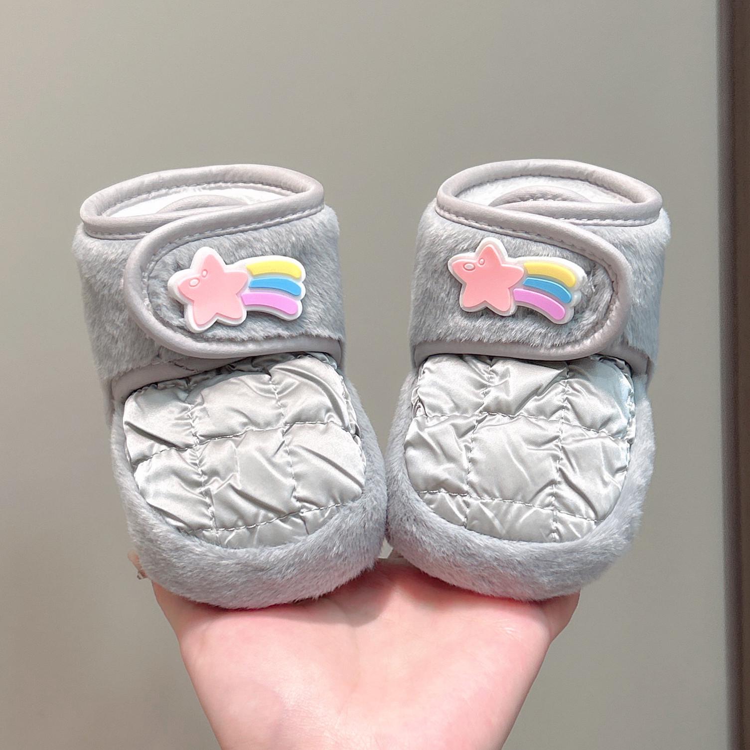

Fleece-Lined Newborn Winter Shoes & Socks for Boys & Girls, Soft Sole, Thick Cotton, 6-12 Months M, Inner Length 12.5cm, Recommended 7-15 Months