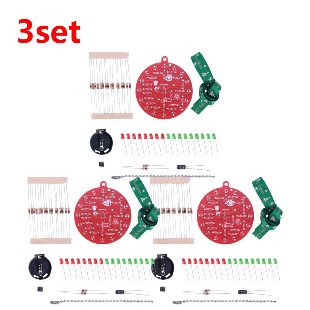 

3-10 комплектов светодиодных украшений для рождественской елки, набор для пайки печатных плат, красные и зеленые светодиоды, мигающие NE555, практика пайки своими руками