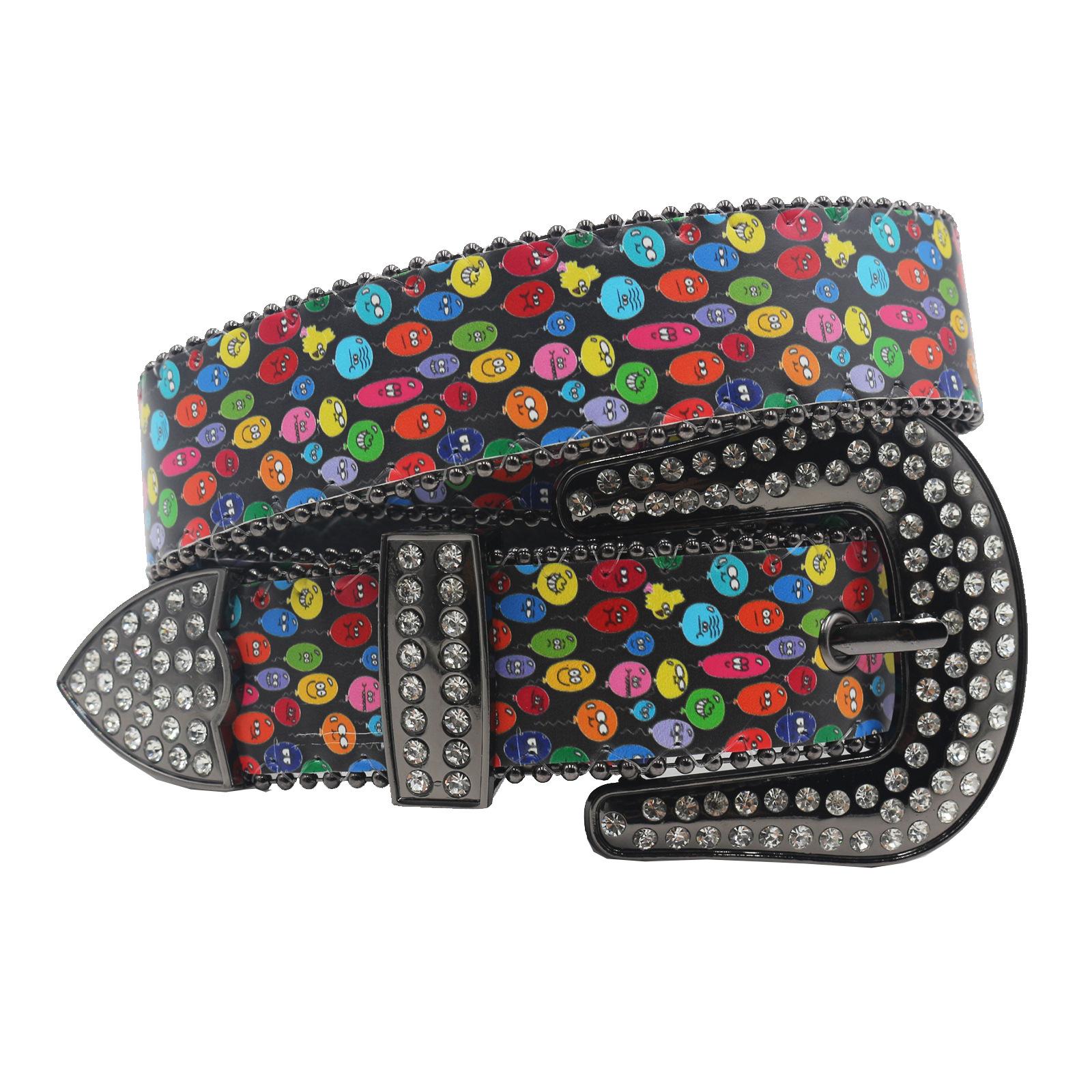 

Оригинальный дизайн Y2K с рисунком в виде воздушного шара и стразами, ремень Y2K из модной искусственной кожи 115cm синий