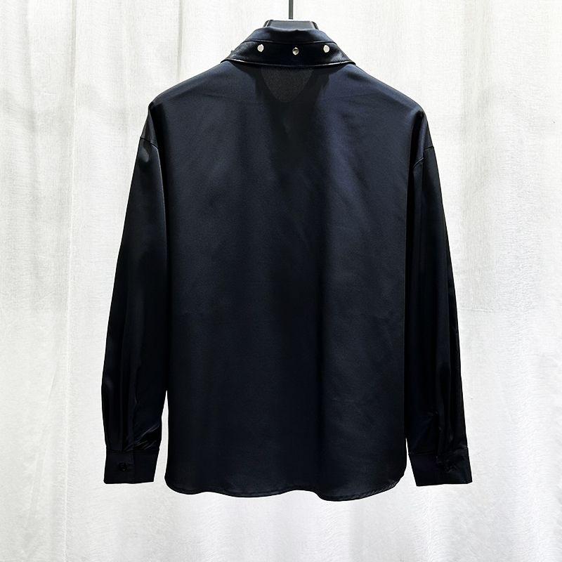 Autumn New Design Niche Splicing Long Sleeved Shirt for Men Fashionable Personality Loose and Versatile Shirt for Men