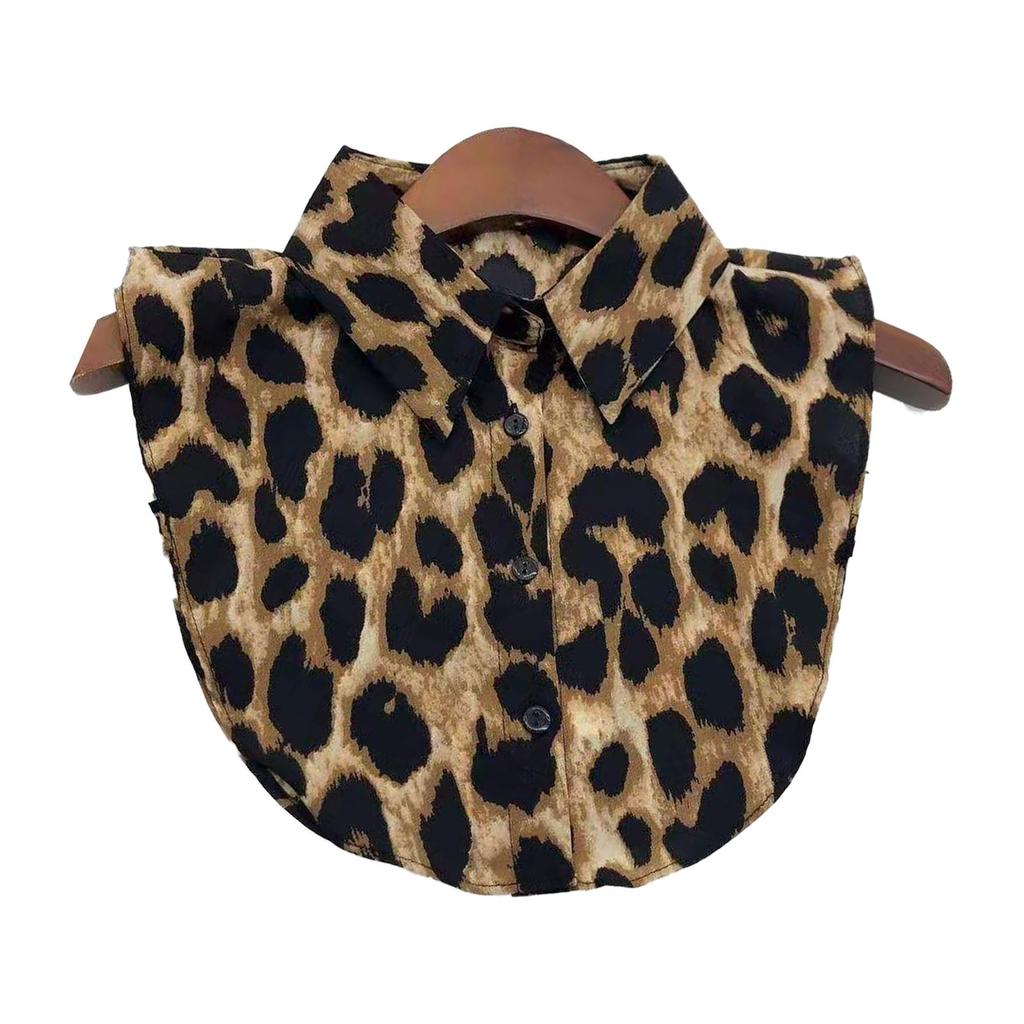 Women's Detachable Faux Collar Insert Leopard Snakeskin Print Half Shirt Blouse Lapel False Collar Decorative Favor