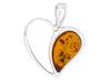 Short Silver Women' Heart Necklace with Amber Heart Choker 40