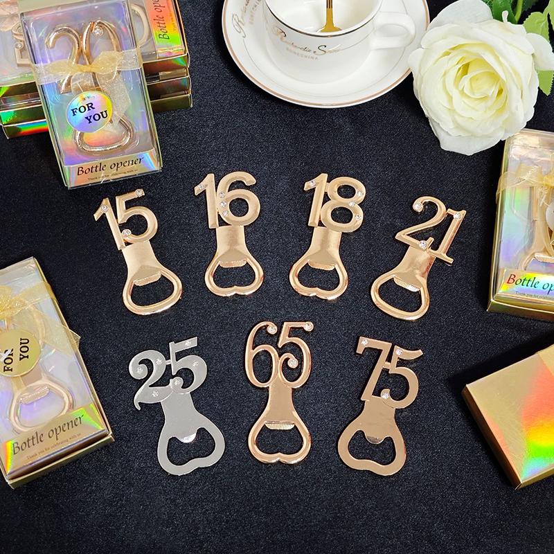30/40/50/60/70/80 Number Shape Bottle Opener For Birthday Party Wedding Anniversary Souvenir Gift Kitchen Gadget